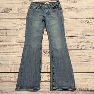 Telepatia Denim Jeans Light Wash Ankle Distressed Flair Womens 5/29 (Fits 27x28)